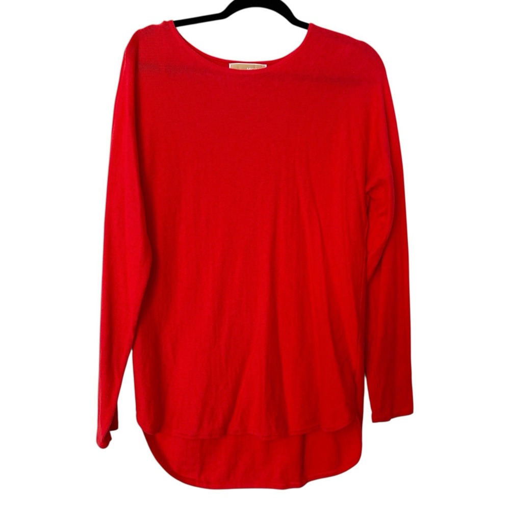 Michael Kors Women's Small‎ Bright Red Long Sleeve Tunic Top Minimalist Chic